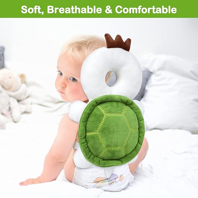 Baby Toddler Head Protector Backpack Safety Pad Adjustable With 3 Pairs Knee Pads for Infant Walker Walking & Crawling Cute Tortoise HX S4