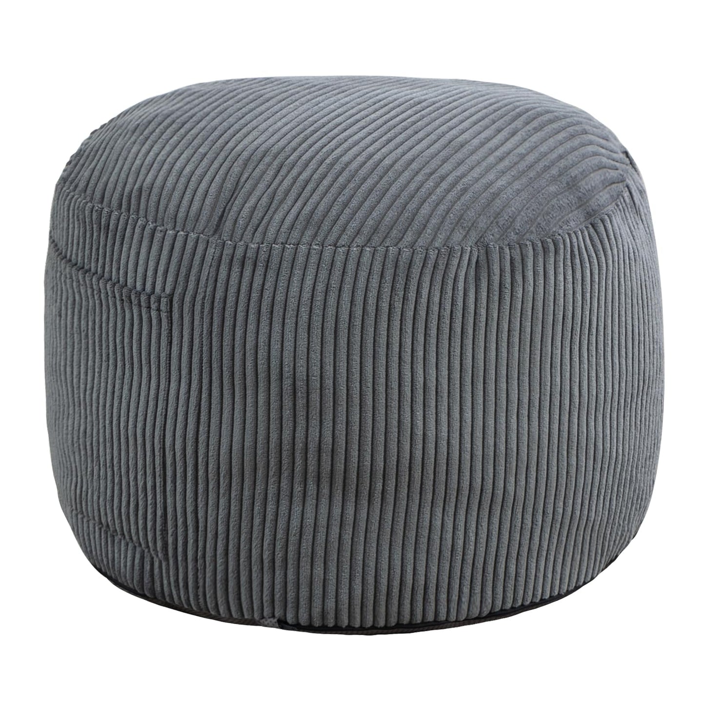 Manyday Round Stuffed Pouf Ottoman,Corduroy Foot Rest with Rebound Foam Filled, Furry and Fluffy Foot Stool Ottoman, Floor Poufs for Living Room (Gray, 26" D x 26" W x 18" H)