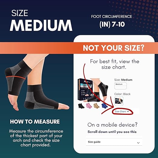 Compression Socks 20-30mmHg for Plantar Fasciitis Relief, Achilles Tendonitis Relief (1 Pair) - Ankle Brace Compression Sleeve for Heel Spurs, Foot Swelling & Fatigue - Arch Support Brace for Everyday Use