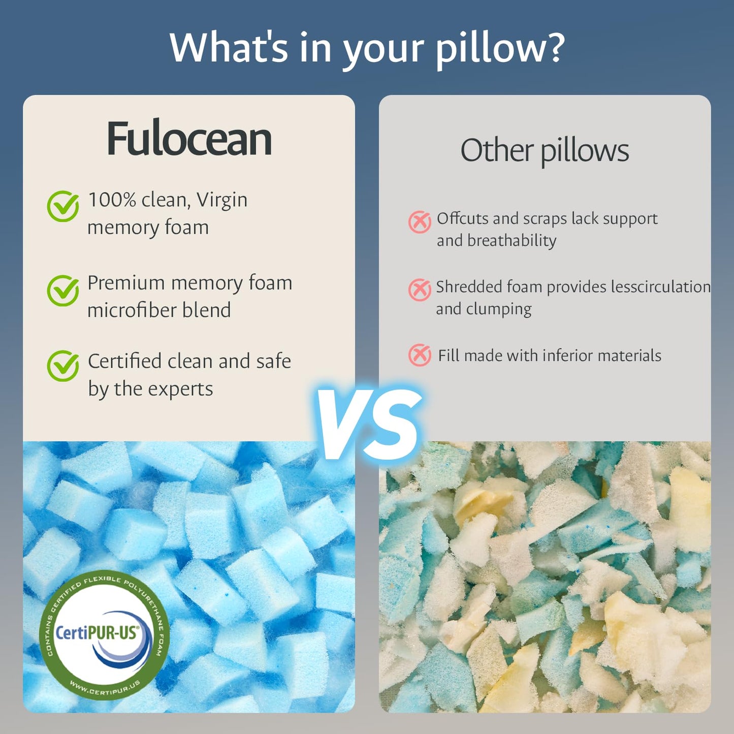 Cooling Gel Memory Foam Pillows Queen Size Set of 2 for Sleeping, Breathable Adjustable Firm Shredded Foam Cool Bed Pillows 2 Pack for Side, Back, Stomach, Hot Sleepers Soft Yet Support, CertiPUR-US