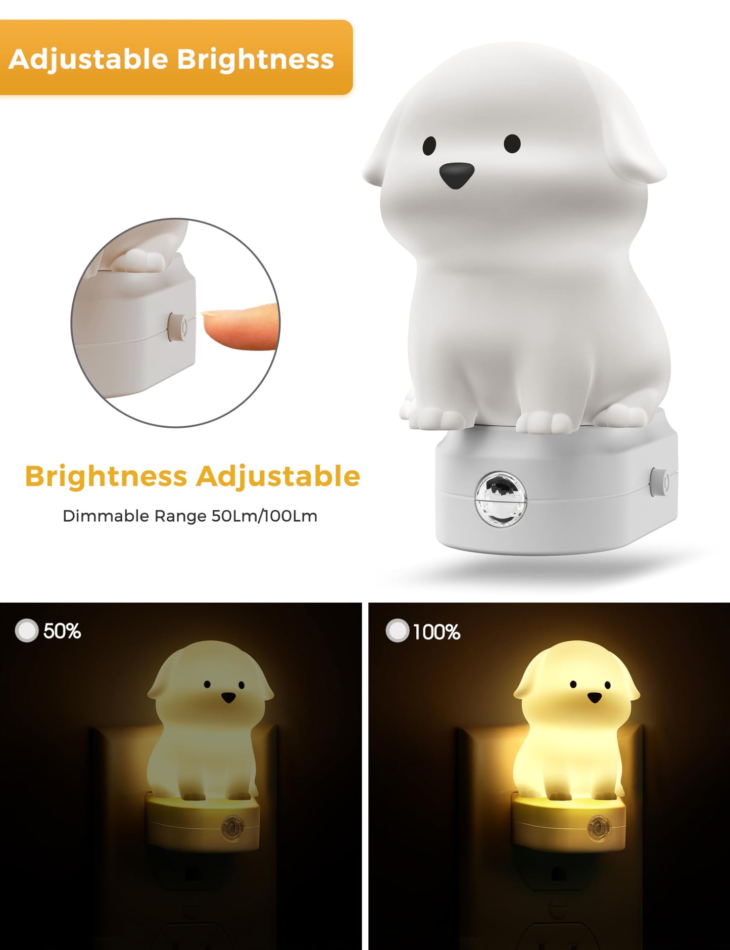 L LOHAS LED 1 Pack Cute Night Light and 1 Pack Dog Night Light