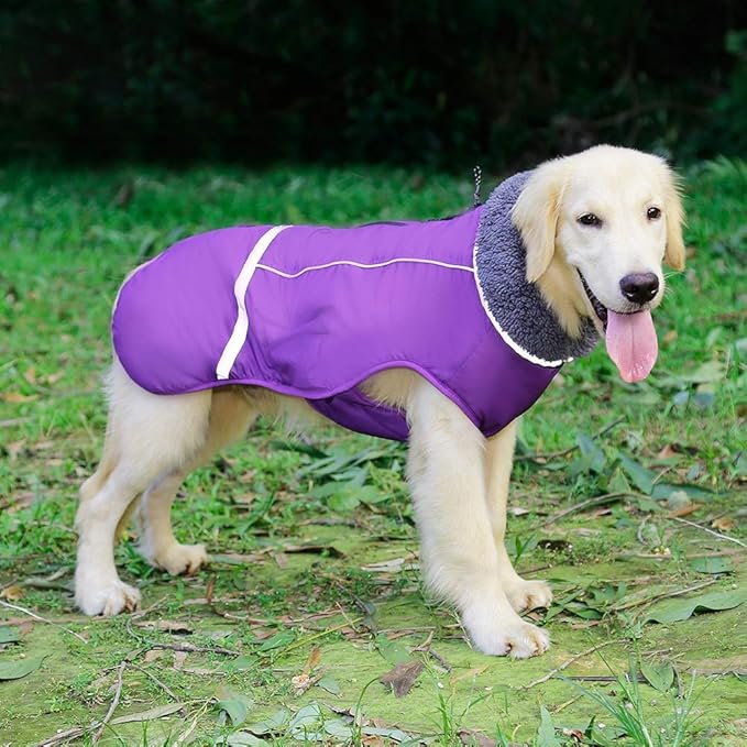 QBLEEV Warm Dog Coat - Reflective, Waterproof Winter Turtleneck Jacket for Cold Weather, Thick Fleece Snowsuit & Christmas Vest for Small to Large Dogs