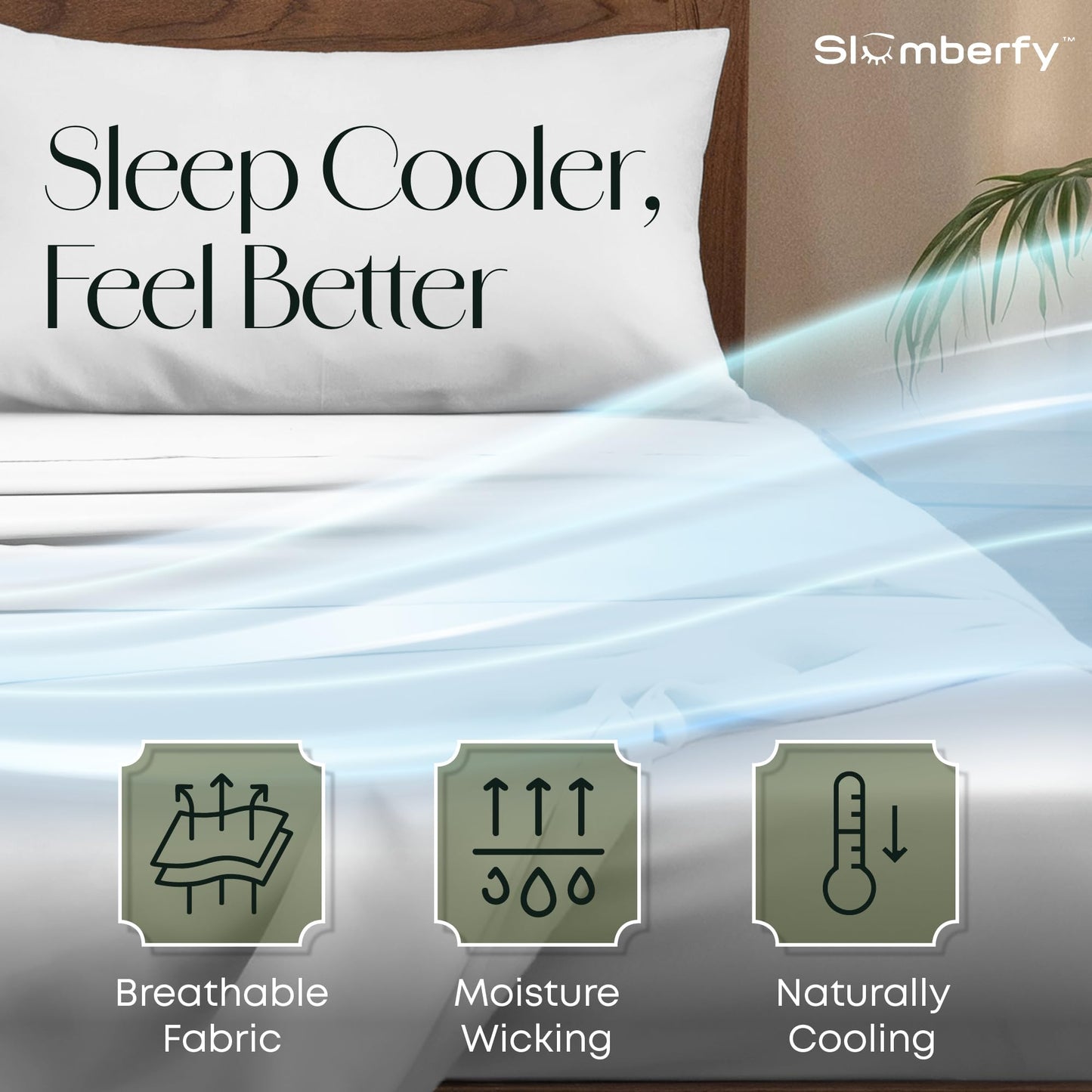 Slumberfy 4-Piece 400 TC Viscose Derived from Bamboo Sheets, Queen Size - 1 Fitted, 1 Flat, 2 Pillow Cases - Deep Pocket Cooling Viscose-Bamboo Bed Sheets in Magnetic Closure Gift Box, White