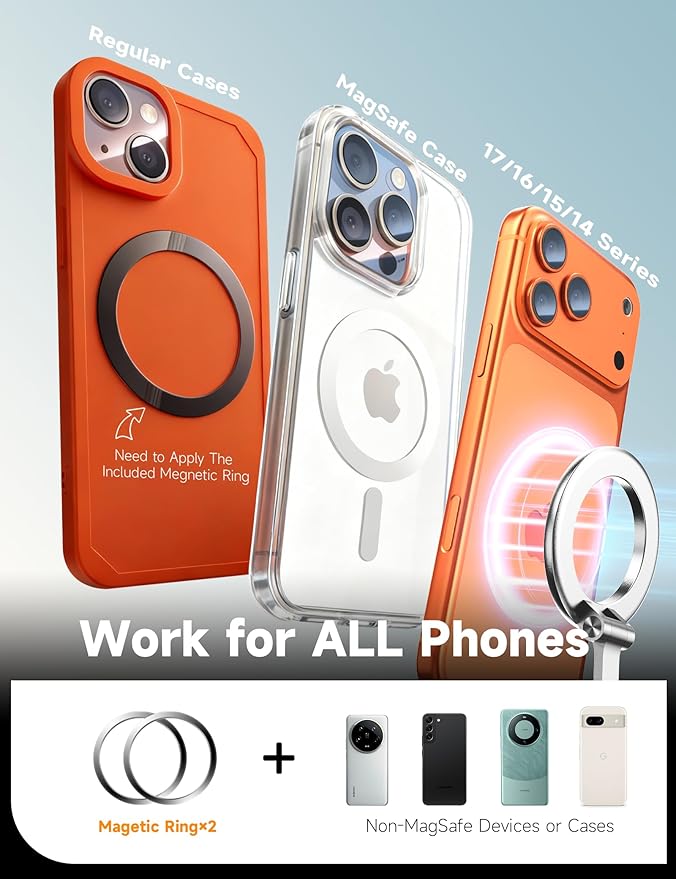 Vacuum Magnetic Phone Holders for Your Car [105+LBS Suction & 3800gf Magnetic] 360° Adjustable Magsafe Car Phone Holder Mount for iPhone 17 16 15 14 13 12 Series & Android, Pure Zinc Alloy