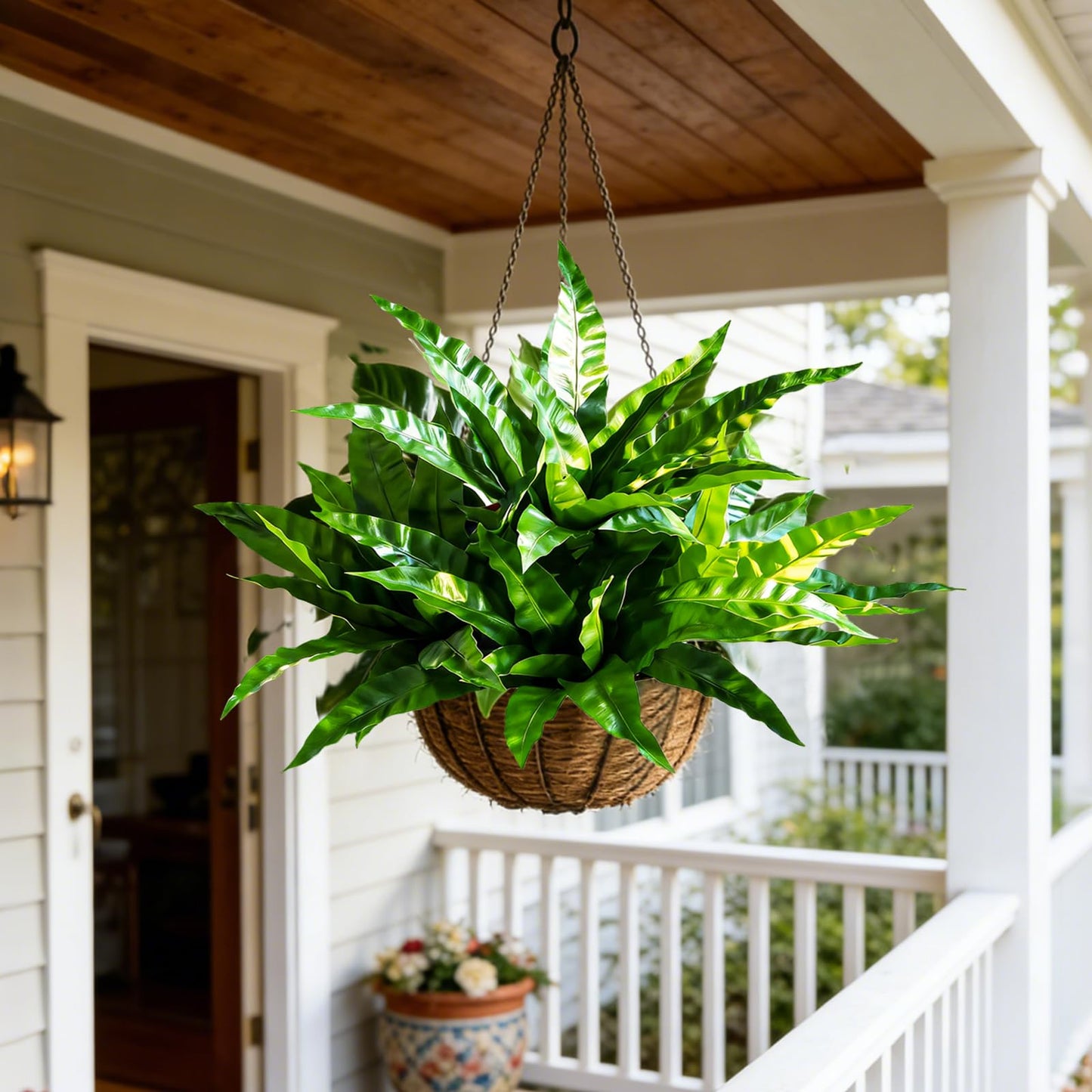 Cherica Fake Ferns,Faux Outdoor Plants UV Resistant,3D Real Touch Fake Plants Total 60 Blades,Weatherproof Artificial Plants Outdoor Indoor for Garden Porch Home Office Living Room Decor