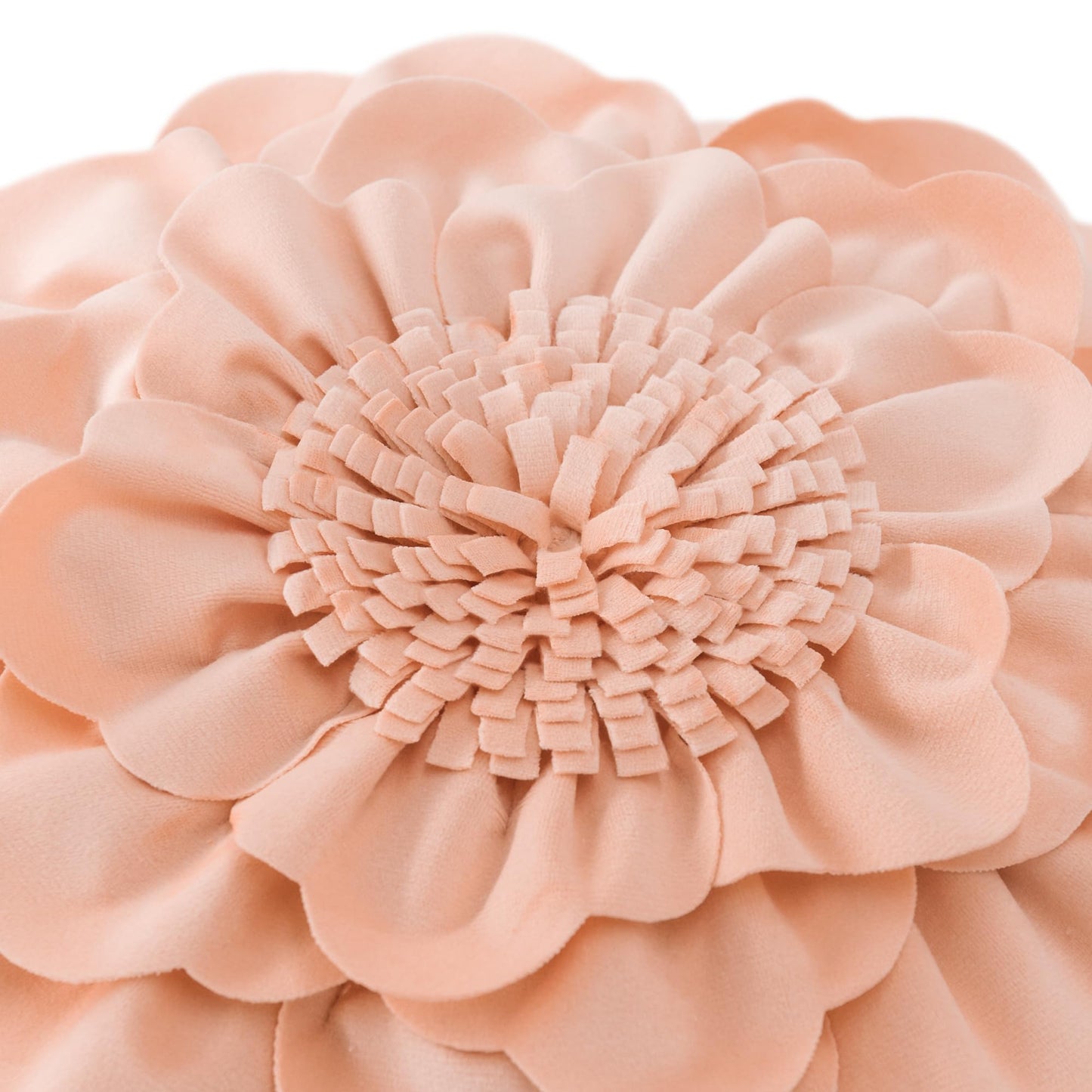JWH 3D Flower Throw Pillow Cover Decorative Round Pillow Case Floral Cushion Velvet Pillowcase for Bed Sofa Couch Car Decor 14x14 Inches Peach Pink