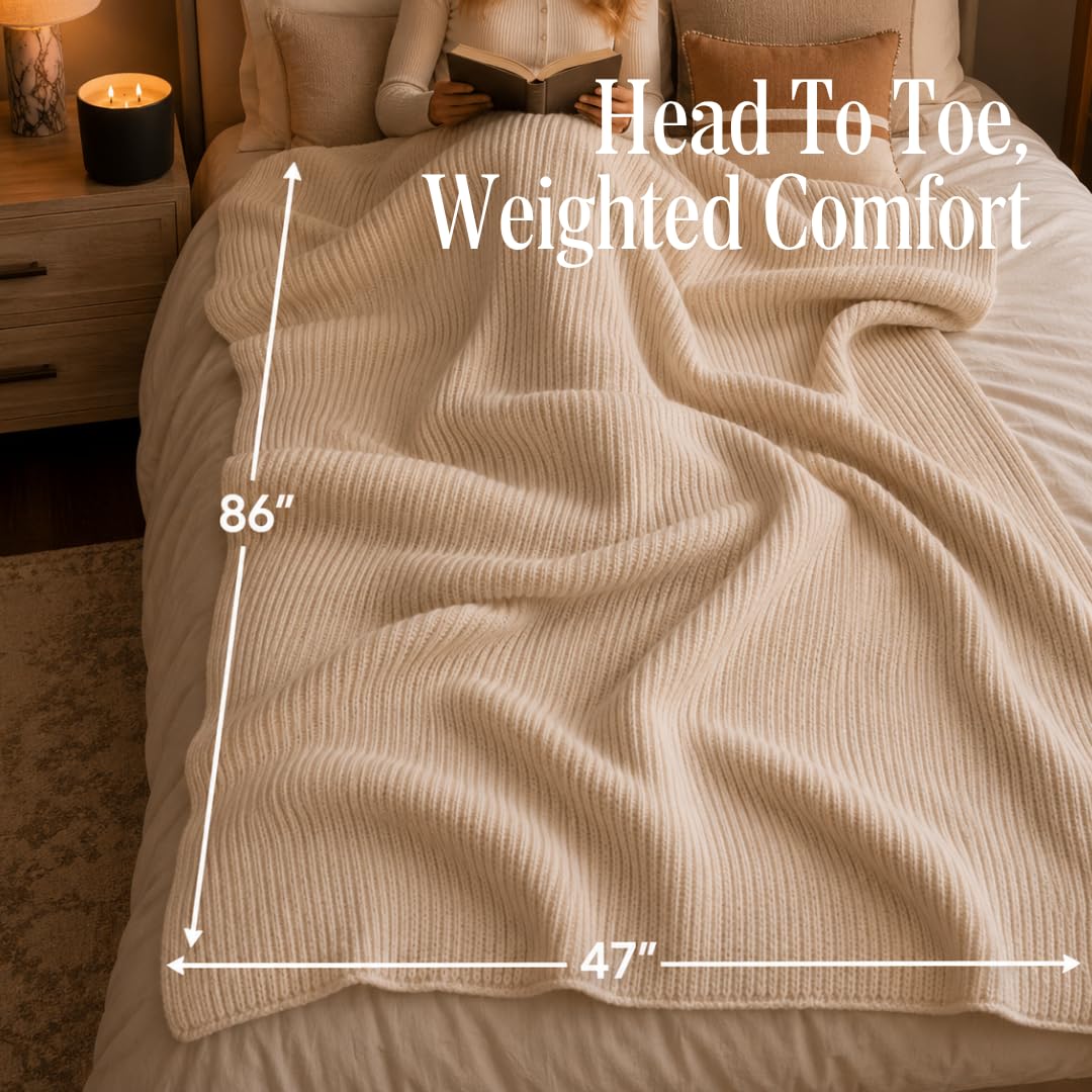 Greenwich Weighted Blanket 15 lbs – 100% European Cotton, Made in Portugal – Soft, Breathable & Chemical-Free Weighted Throw Blanket for Adults, Sofa or Bed - 86 in x 47 in