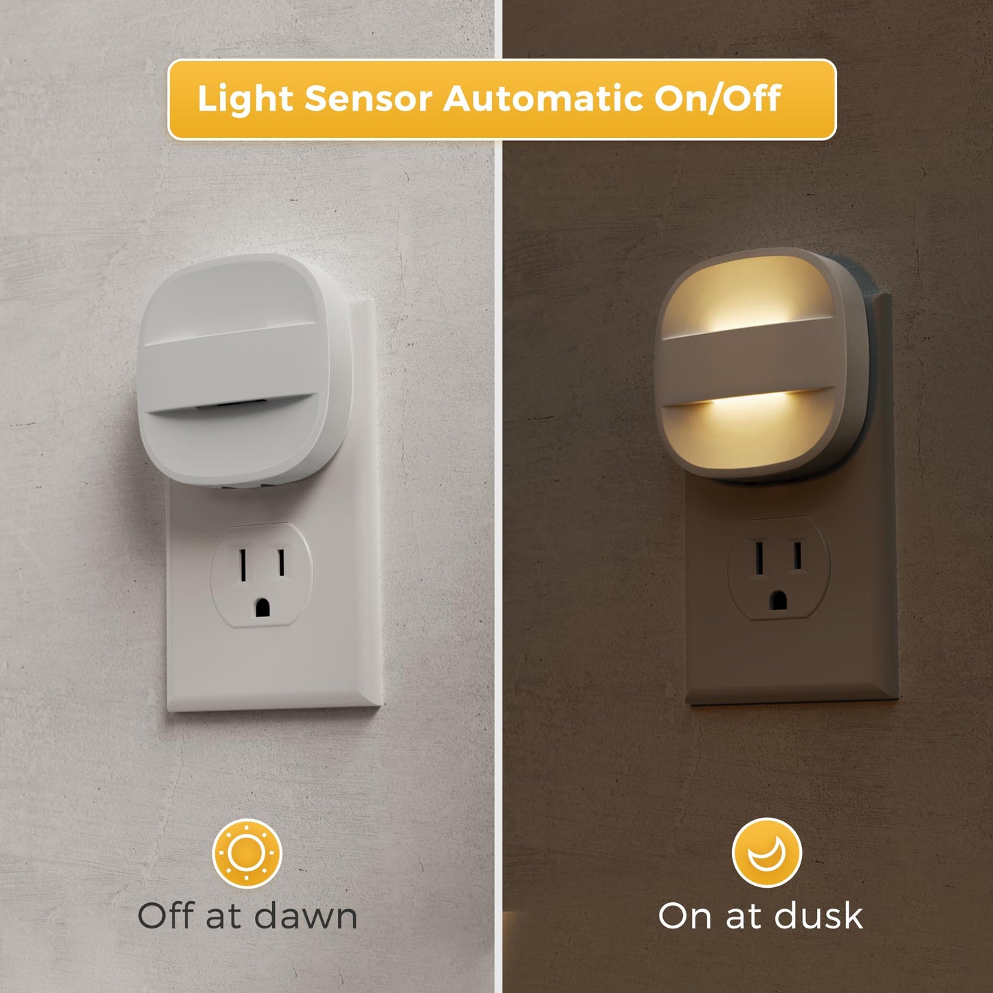 L LOHAS LED Night Lights Plug into Wall, Dimmable Night Light with Dusk to Dawn Sensor, Nightlight for Bathroom Night Light, Hallway, Kitchen, 3000K Soft White, Foldable, 4 Pack
