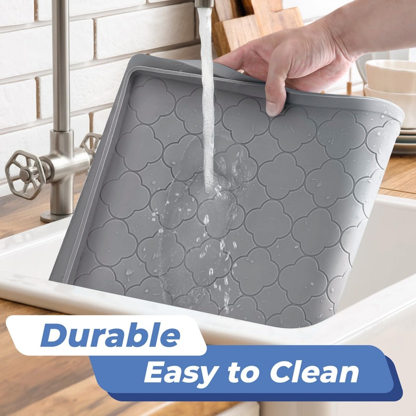 Jin&Bao Waterproof Under Sink Mat 22" x 19", Thick Silicone Mat Cabinet Protector for Kitchen and Bathroom, Shelf Liner, Home Organizer and Storage, Multipurpose Tray for Gadgets and Essentials