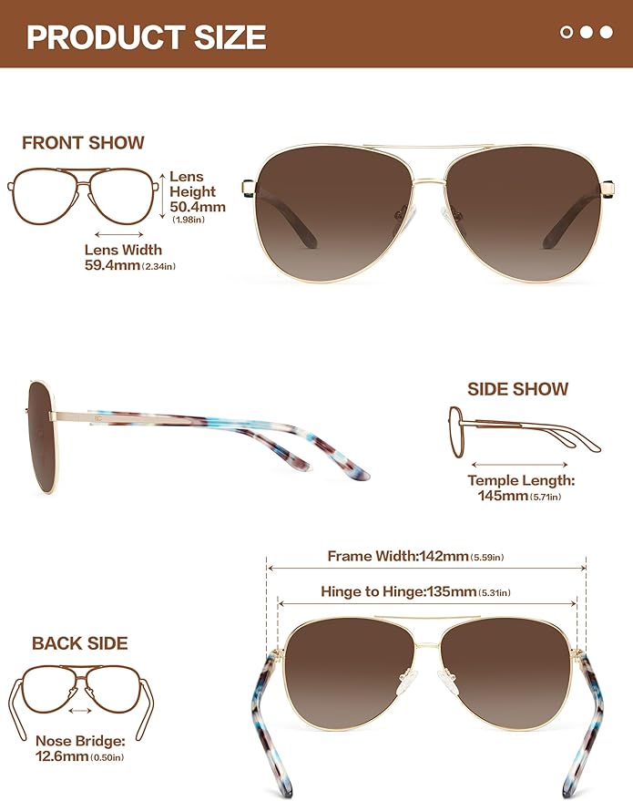 BIRCEN Polarized Aviator Sunglasses for Women : UV Protection Acetate Square Sunglass With Retro Classic Style