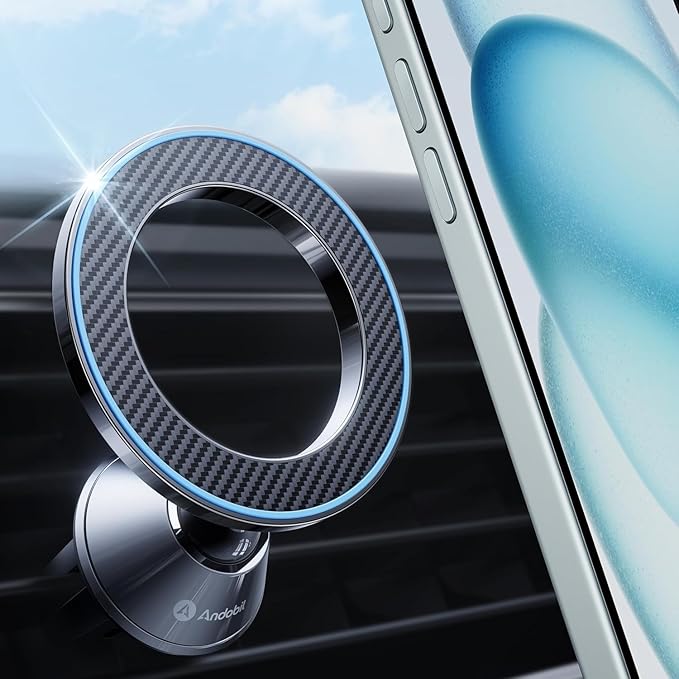 andobil for Magsafe Car Mount [Strongest Magnet, Easy Install] All Metal Magnetic Car Phone Holder for iPhone 17/16/15/14/13 Pro Max, 360° Air Vent Cell Phone Holder Car for Samsung Galaxy S25/S24
