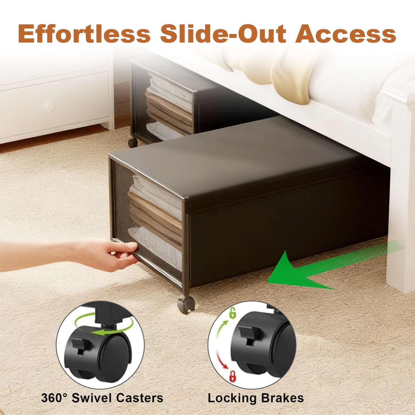 2 Pack Under the Bed Storage Containers,12 inch Height Under Bed Shoe Storage,31inch Long Underbed Storage with Wheels,Large Rolling under bed Clothes Storage Drawers with Lid for Dorm Tall,Black