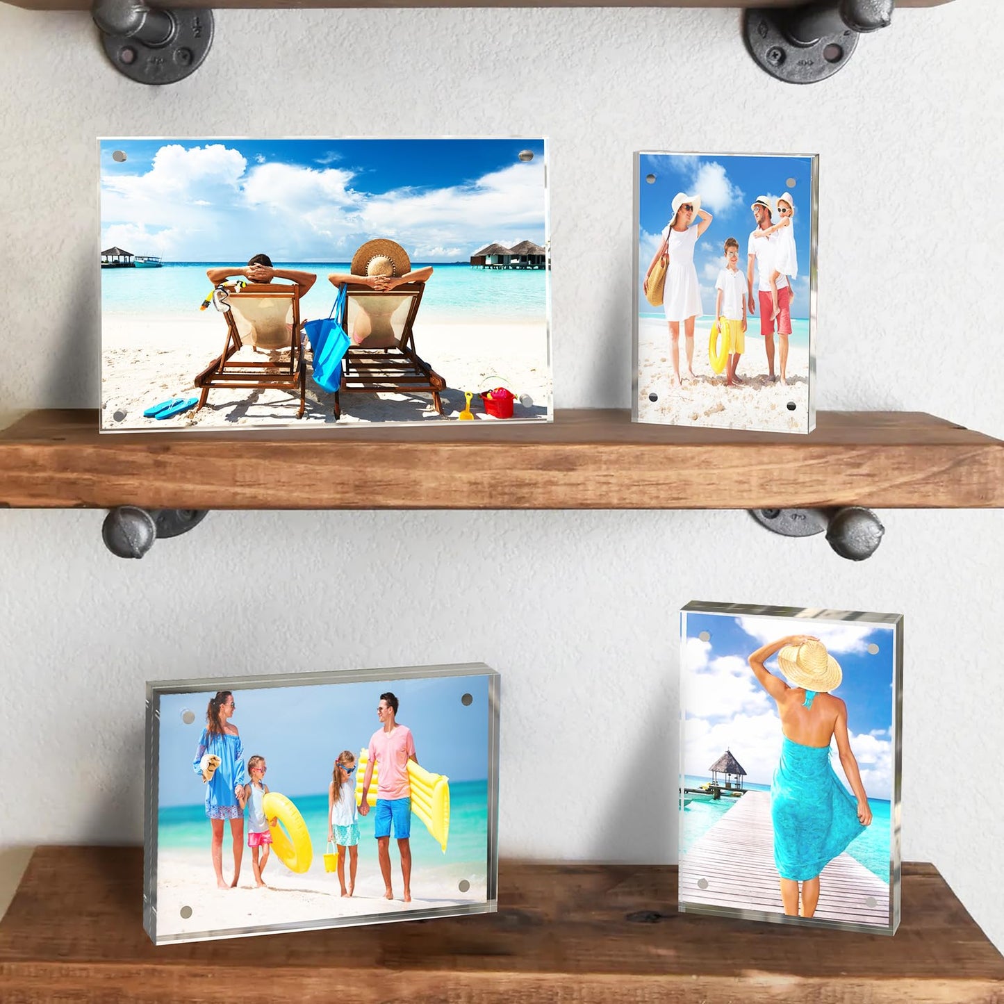laapee 4x6 Inches Acrylic Picture Frames 5 Pack, Double Sided Magnetic Photo Frames,Free Standing on Desk or Table Clear Picture Frames