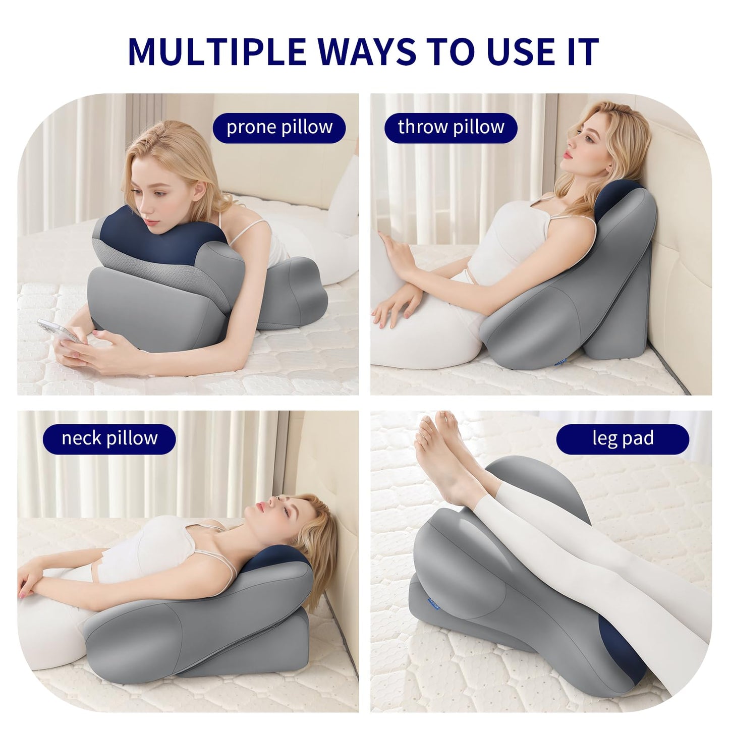 Avoilux Reading Pillow for Adults, Bed Backrest Cushion, Back Support Pillow for Sitting Up, Removable Washable Cover, Wedge Pillow for Bed, Sofa, Couch, Floor Use