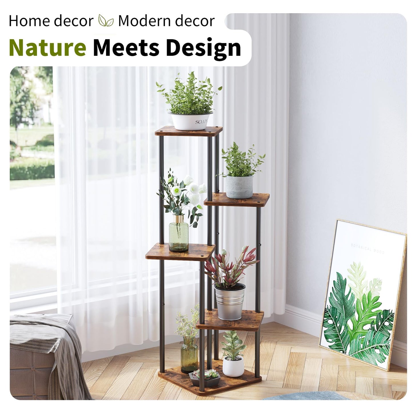 VonDream 5 Tier Plant Stand Indoor with Grow Light for Multiple Plants