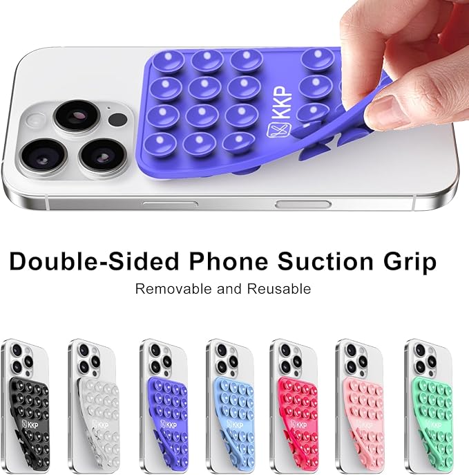 KKP Classic MAX - Silicone Suction Phone Case Adhesive Mount - Hands-Free, Strong Grip Holder for Selfies and Videos - iPhone and Android Compatible - 2.6″ x 3.9″