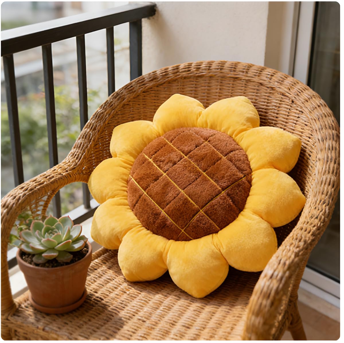 Drexasl 2 Pcs 3D Sunflower Throw Pillow,Yellow Flower Floor Seating Cushion, Soft Plush Chair Pad Decorative Pillow for Bed, Sofa, Car, Office & Home Decor, Idea (15.8 Inch)