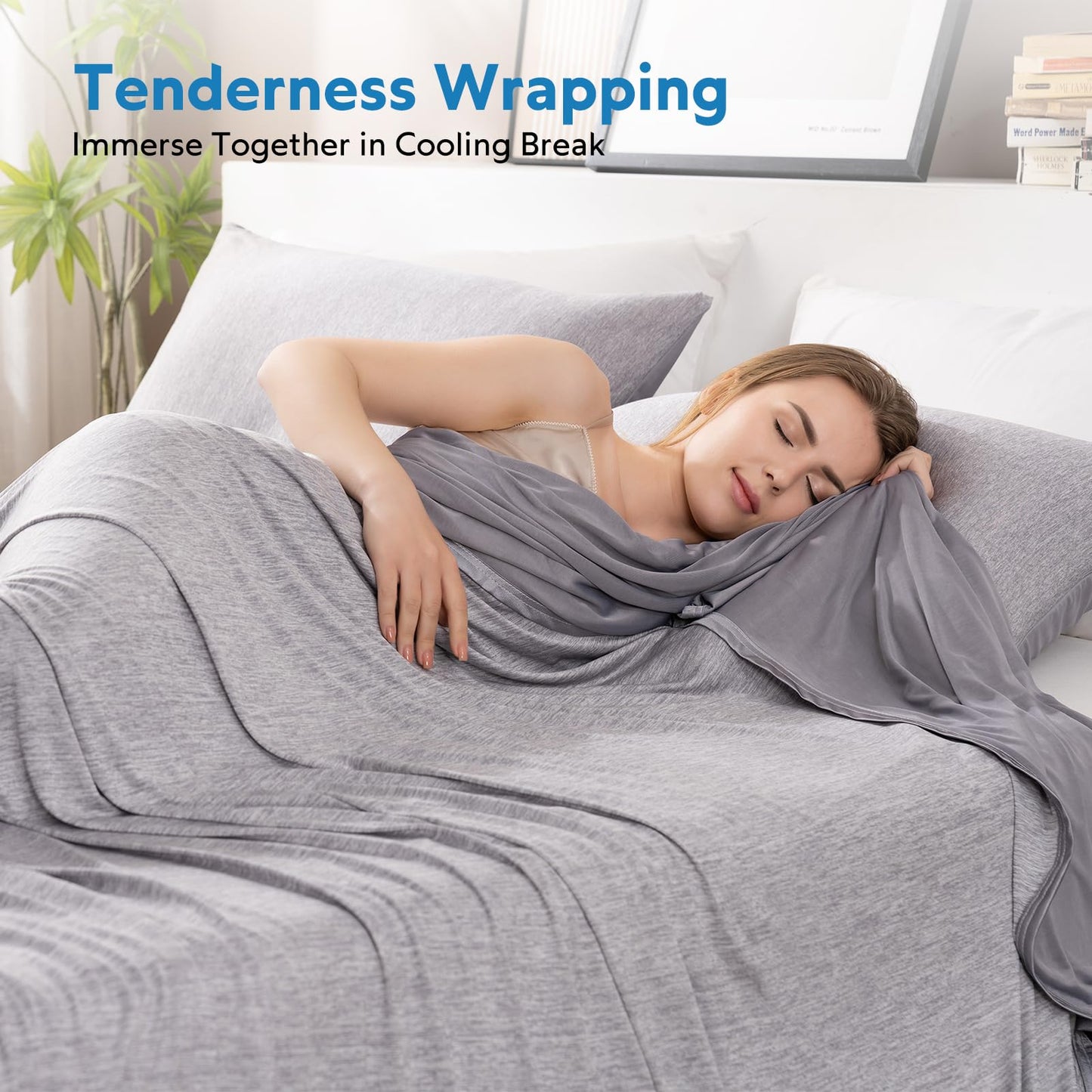 HOMFINE Cooling Blankets for Hot Sleepers - Summer Blanket Thin Lightweight Breathable Soft Double Side Enhanced Cooling for Bed Couch Sofa, Keep Cool for Night Sweats (Grey, 90 x 90 inches)