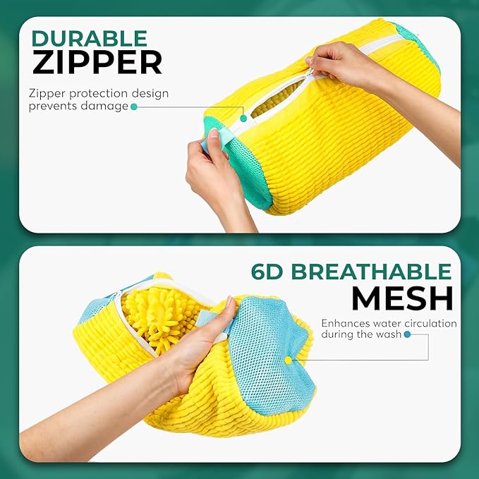 GUIVA Shoe Washing Machine bag - Durable Shoe Laundry Bags for Washing Machine, Washer Bags with Zipper & Mesh Protection - Reusable Sneaker Wash Bags for Cleaning - Pack of 2