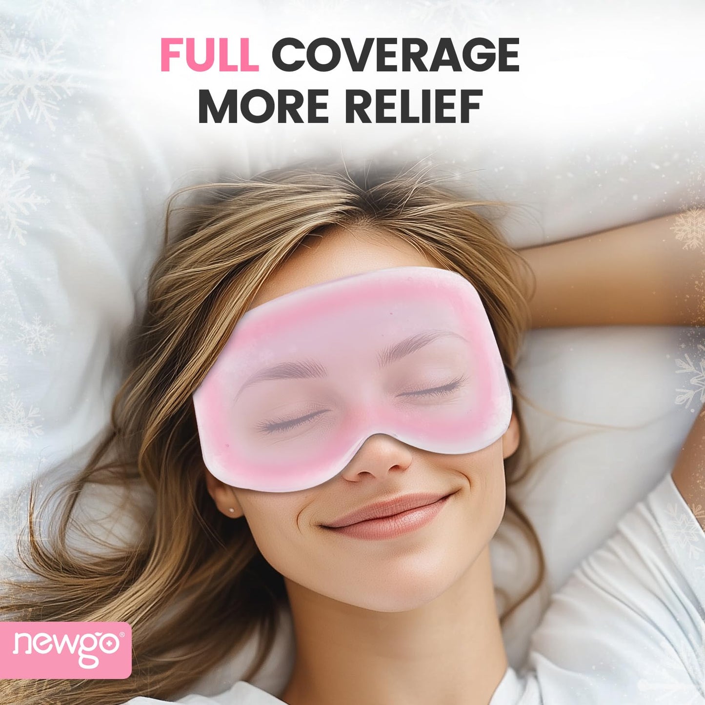 NEWGO Cooling Gel Eye Mask 3D Soft Cold Eye Mask, Eye Ice Pack with Zero Eye Pressure Hot Cold Therapy Blackout Sleep Mask for Puffiness, Dark Circles, Dry Eyes, Headaches and Stress Relief - Pink