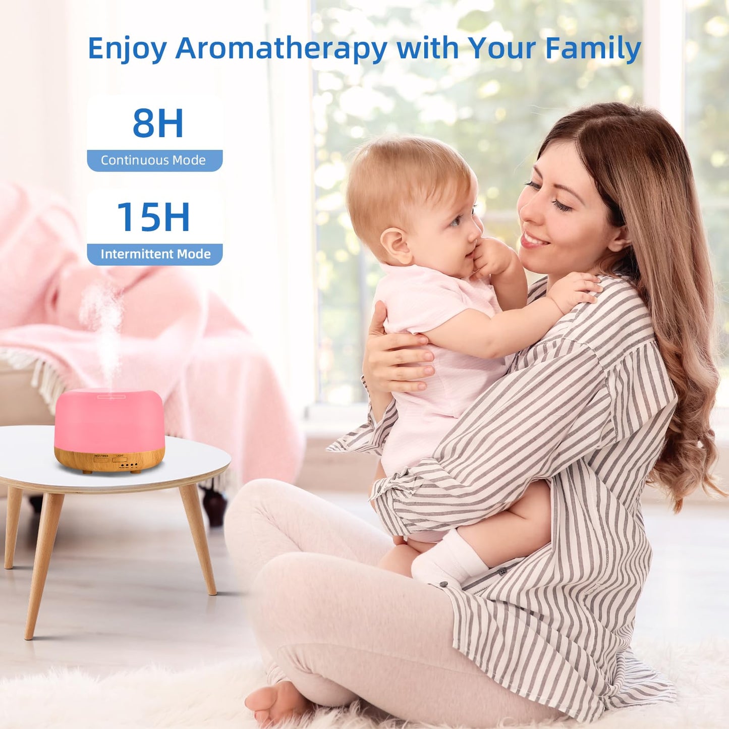 SPLITSKY Aromatherapy Essential Oil Home Diffuser with Remote Control, 300ML Large Room Cool Mist Air Humidifier, 8 Hours Quiet Operation, Timer, 7 Colors LED Night Night，Suitable Home,Yoga.