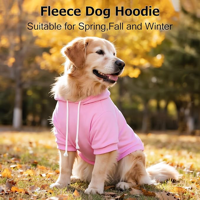 BAOBICUTE Dog Basic Hoodie Soft Dog Clothes Cold Weather Sweaters for Medium Large Dogs Cozy Fabric Warm Sweatshirt with Leash Hole (Pink, XS (Back: 10.24",Chest: 14.96", Neck: 11.42"))