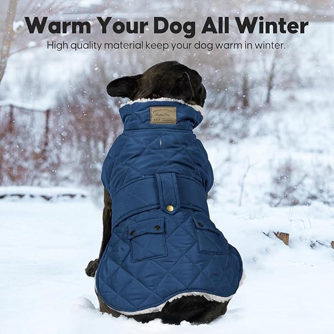 KYEESE Dog Coat Soft Pet Sweater for Cold Weather Waterproof Dogs Jacket with Fleece Lined Warm Pet Winter Coat with Leash Hole Thick Cat Clothes with Pocket Windproof Dog Puffer Coats for Small Dogs