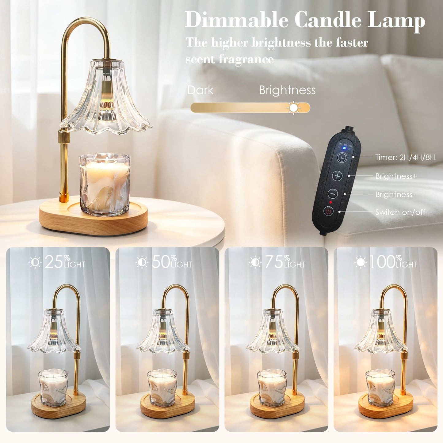 Banbanda Candle Warmer Lamp with Timer: 2026 Mothers Day Gifts for Women, Adjustable Candle Warmer with 2 Bulbs, Flower Candle Lamp for House Warming Room Decor