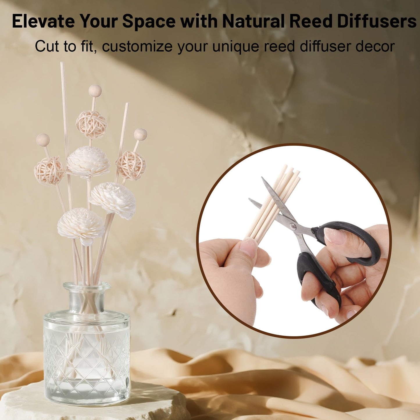 Haakong 50 Pcs Reed Diffuser Sticks Rattan Flower Reed Fragrance Diffuser Set Diffuser Sticks for Office Home Decor