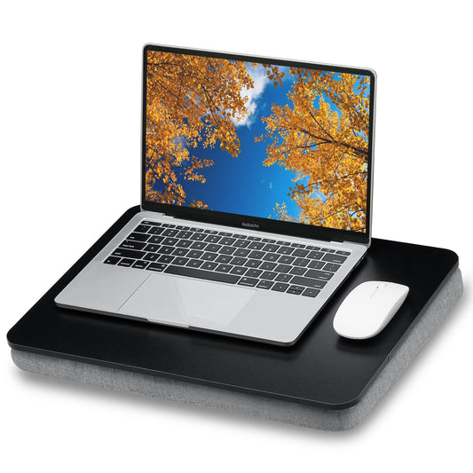 ZEAPTAC Lap Desk with Pillow Cushion, Portable Bed Desk, Fits up to 15.6 inch Laptop, Lap Stand for Bed & Couch & Carpet, Book/Tablet/Drawing Board Stand - Black