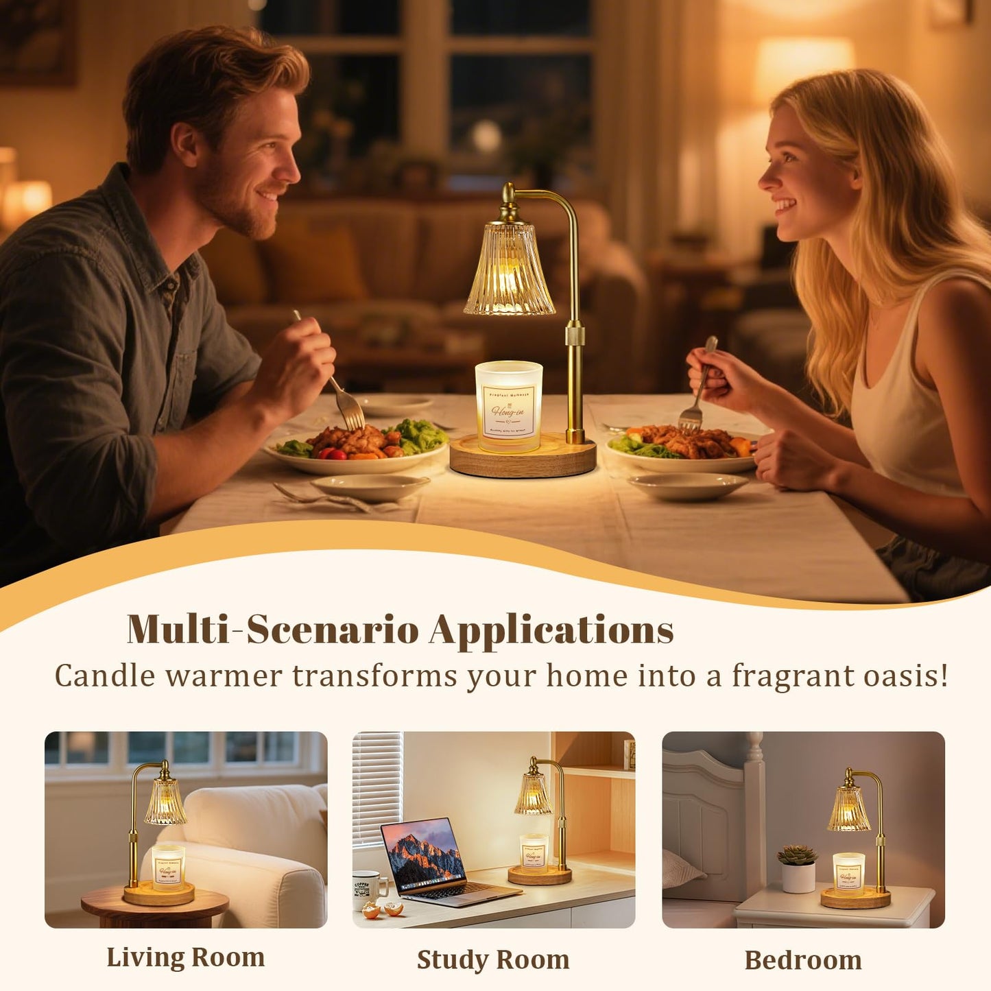 Candle Warmer Lamp with Timer Dimmable,Birthday Gifts for Women Mom Sister,Adjustable Height Wax Melt Warmer for Jar Candles,House Warming Gifts New Home,Ideal for Office,Dorm,Bedroom Home Decor