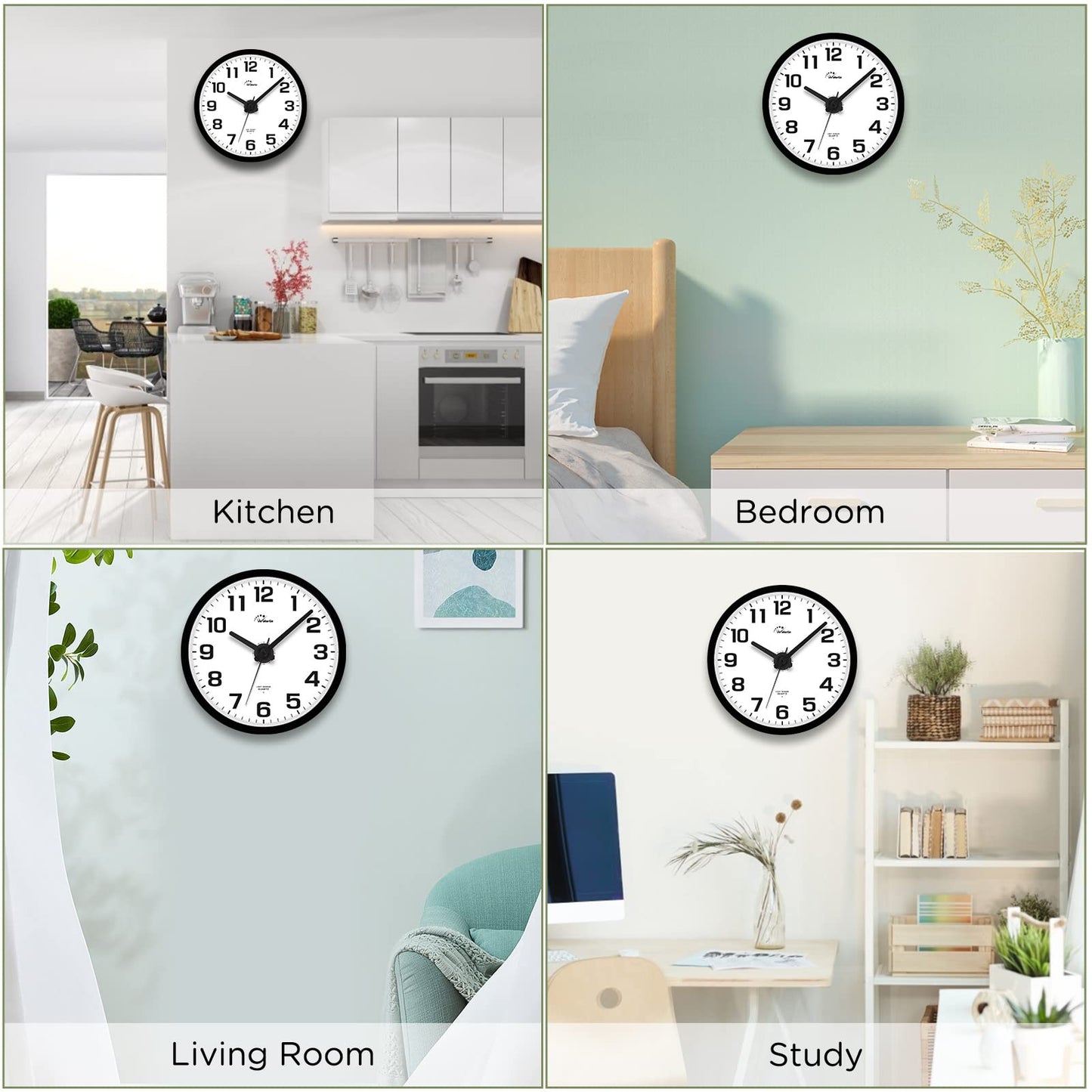 WallarGe Night Light Wall Clock for Bedroom - Silent Lighted up Wall Clock Glow in the Dark, Battery Operated Wall Clocks for Living Room/Kitchen, Easy to Read Large Digital Display, 12 Inch