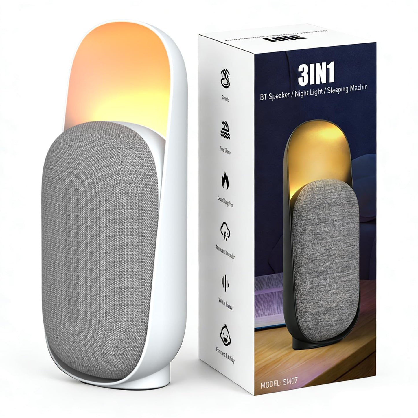 Sound Machine,White Noise Machine with Speaker,Night Light White Noise Machine,Sound Machine for Sleep for Room Decor Baby Kids Adult Home Office Travel