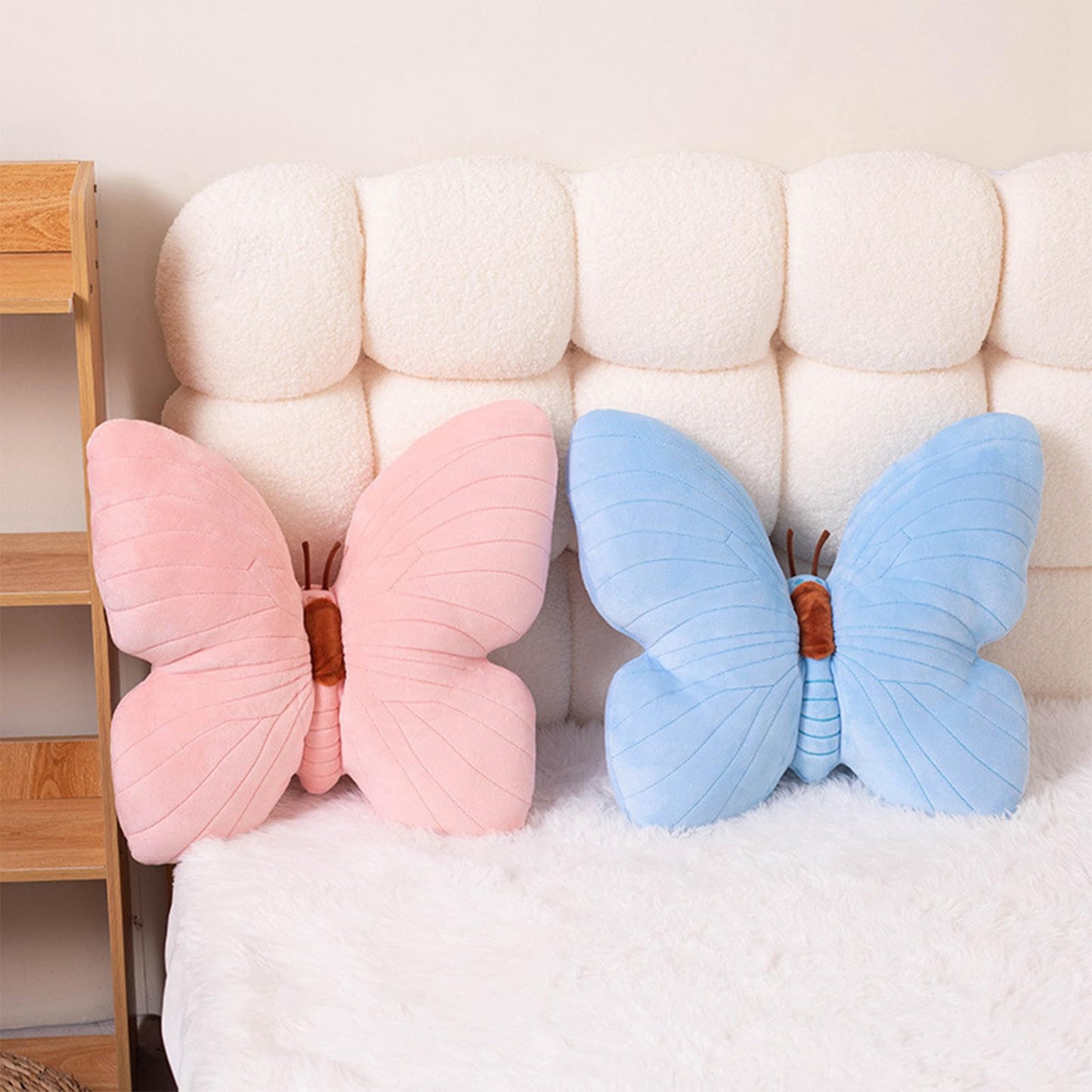 PEACH CAT Butterfly Pillow Decorative Butterfly Shaped Throw Pillows 15.7" x 15.7" Cute Plush Cushion Decor for Bedroom Living Room Sofa Couch Pink