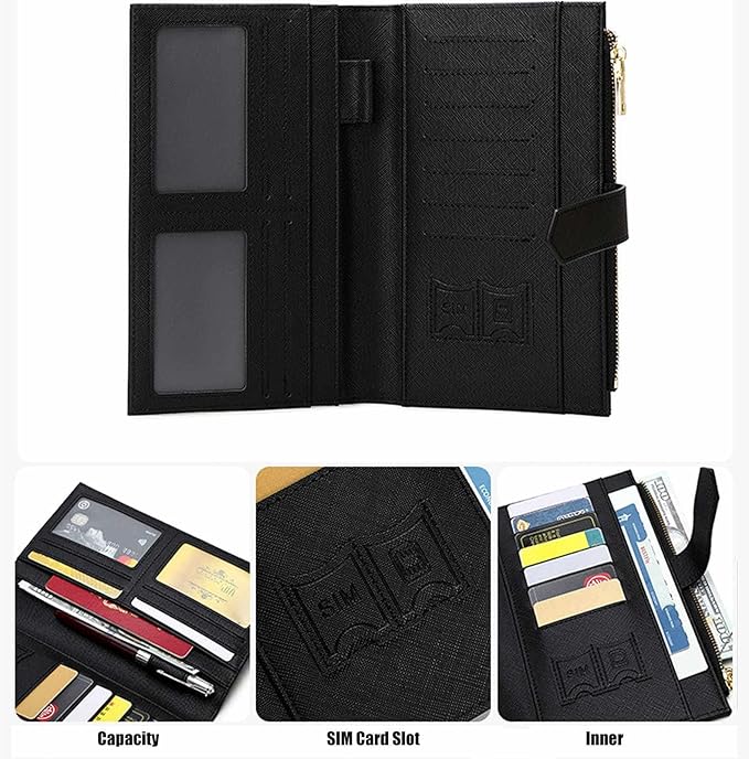 Waterproof Family Passport Organizer with RFID Blocking Genuine Leather Document Holder Card Slots Travel Wallet for Women Men Black (Red)
