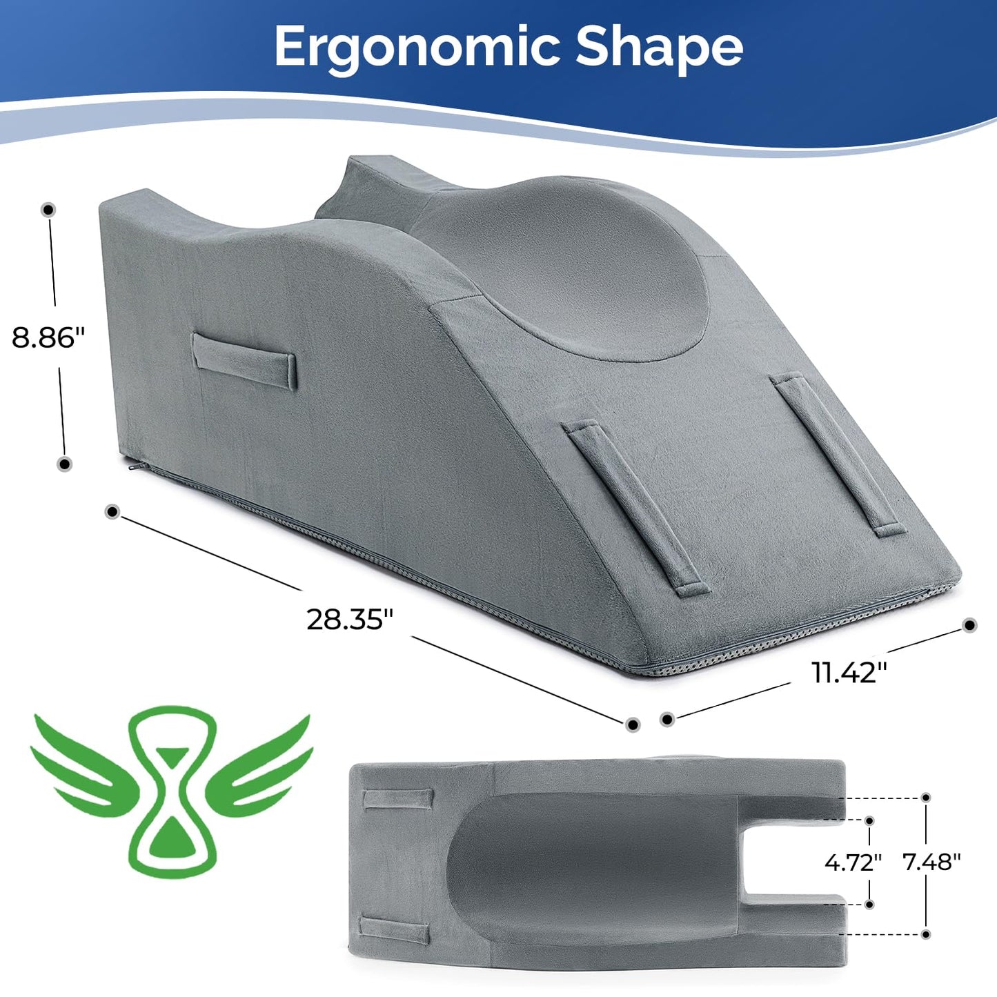 Dreamer Car Leg Elevation Pillow for After Surgery, Injury, or Rest, Ankle Fixation Leg Pillow, Supportive Memory Foam Wedge Pillow for Legs Pain Relief with Anti-Slip Base & 3 Handles