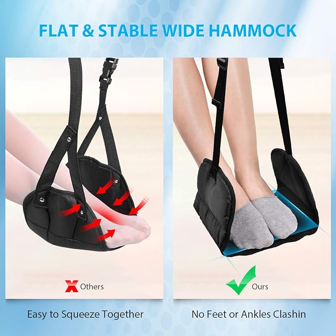 Airplane Footrest Made with Premium Memory Foam - Airplane Travel Foot Hammock, No Clashing Foot Hammock & Portable Plane Leg Rest, Provides Relaxation and Comfortable for Long Flight