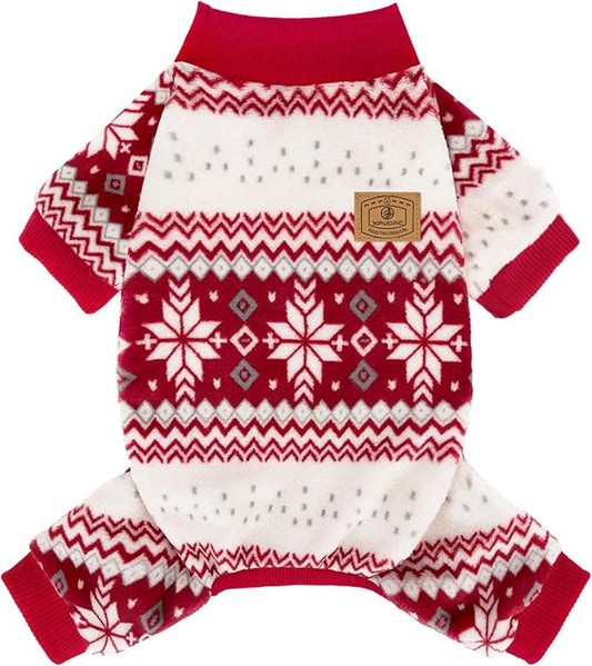XPUDAC Dog Christmas Pajamas Fleece Dog Sweater for Small Medium Dogs Girl Boy Winter Puppy Clothes Holiday Pet Outfit, XL