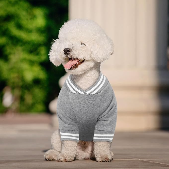 Dog Sweaters for Large Dogs, Brushed Fleece Dog Sweater Baseball Jacket Large Pet Sweater Clothes Soft Warm Boy Girl Pet(Gray-XL)