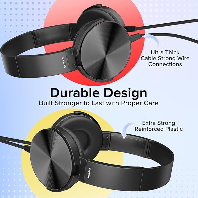 24 Pack Bulk Headphones for Classroom,Adjustable Wired Black Over-Ear Headsets with 3.5 mm Plug for Kids Students School Library Museums Charity Donate (HTC004 Black)