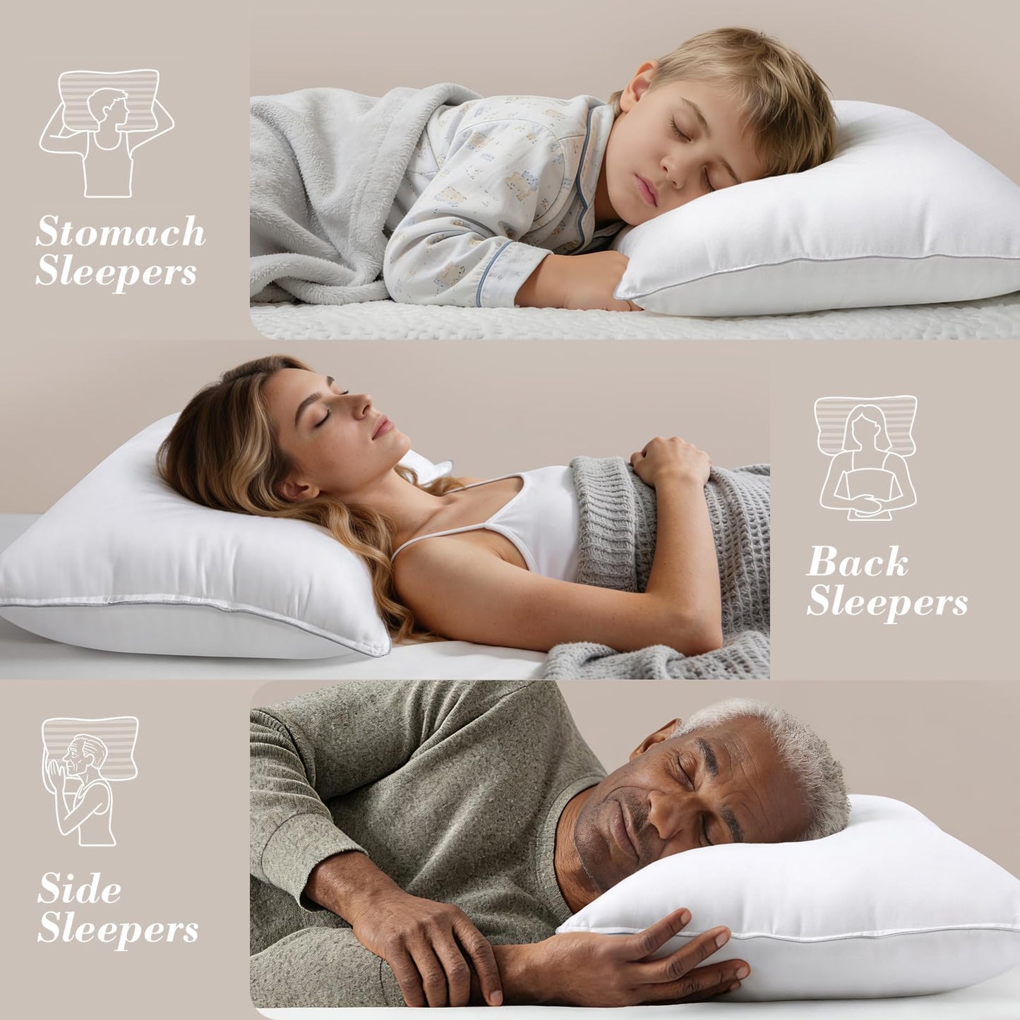 viewstar Bed Pillows Queen/Standard Size Set of 2, Hotel Collection, Down Alternative Pillow for Back, Stomach or Side Sleepers, White-Firm