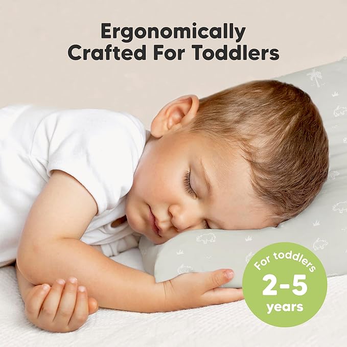 KeaBabies 2-Pack Toddler Pillow 13x18 - Soft Organic Cotton Kids Travel Bed Pillows for Sleeping, School, Nap, Machine Washable, Toddlers 2 to 5, Pillowcase Sold Separately (Wild Horns)