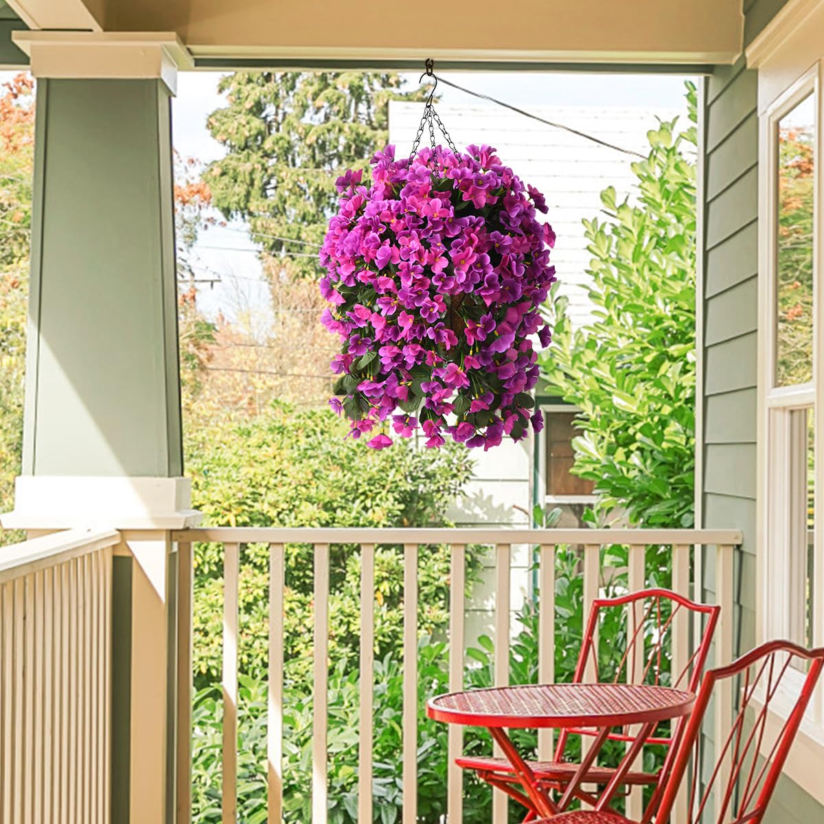 INQCMY Fake Flowers with Hanging Basket Realistic Artificial Begonias