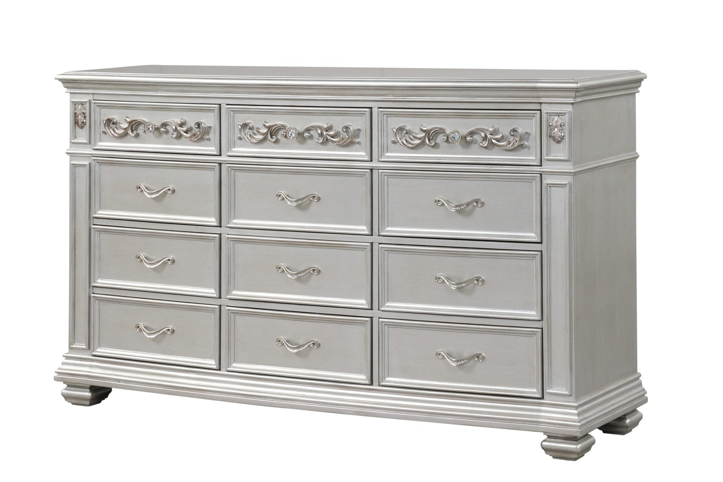 First of a Kind Valentina Silver Queen 4 Piece Bedroom Set