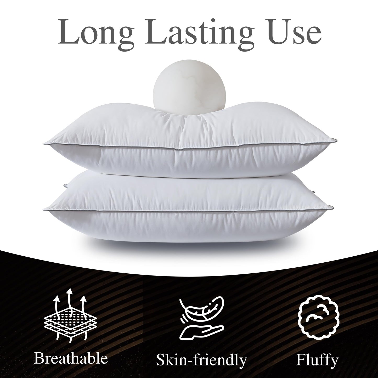 WhatsBedding Goose Down Pillows King Size Set of 2, Luxury Hotel Bed Pillows for Deep Sleep, Fluffy Soft Feather Down Pillow for Back, Stomach or Side Sleepers, 20" x 36"