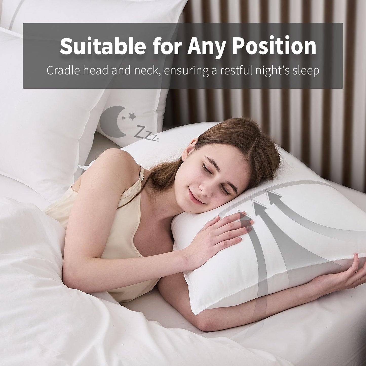 MUFEW Bed Pillows Standard Size Set of 2, Medium Firm Hotel Pillows for Sleeping, Cooling Pillows for Side & Back Sleepers, Down Alternative Filling, 20 x 26 Inches