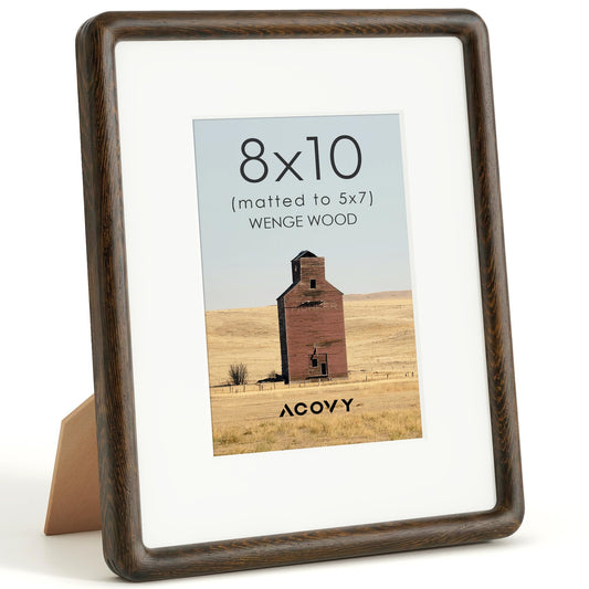 8x10 Picture Frame, Natural Solid White Oak Wood Photo Collage Frame with HD Tempered Glass, Rounded Corner Wooden Frame 8 x 10 Matted to 5x7, Gallery Wall Frames for Art, Wall or Tabletop Display