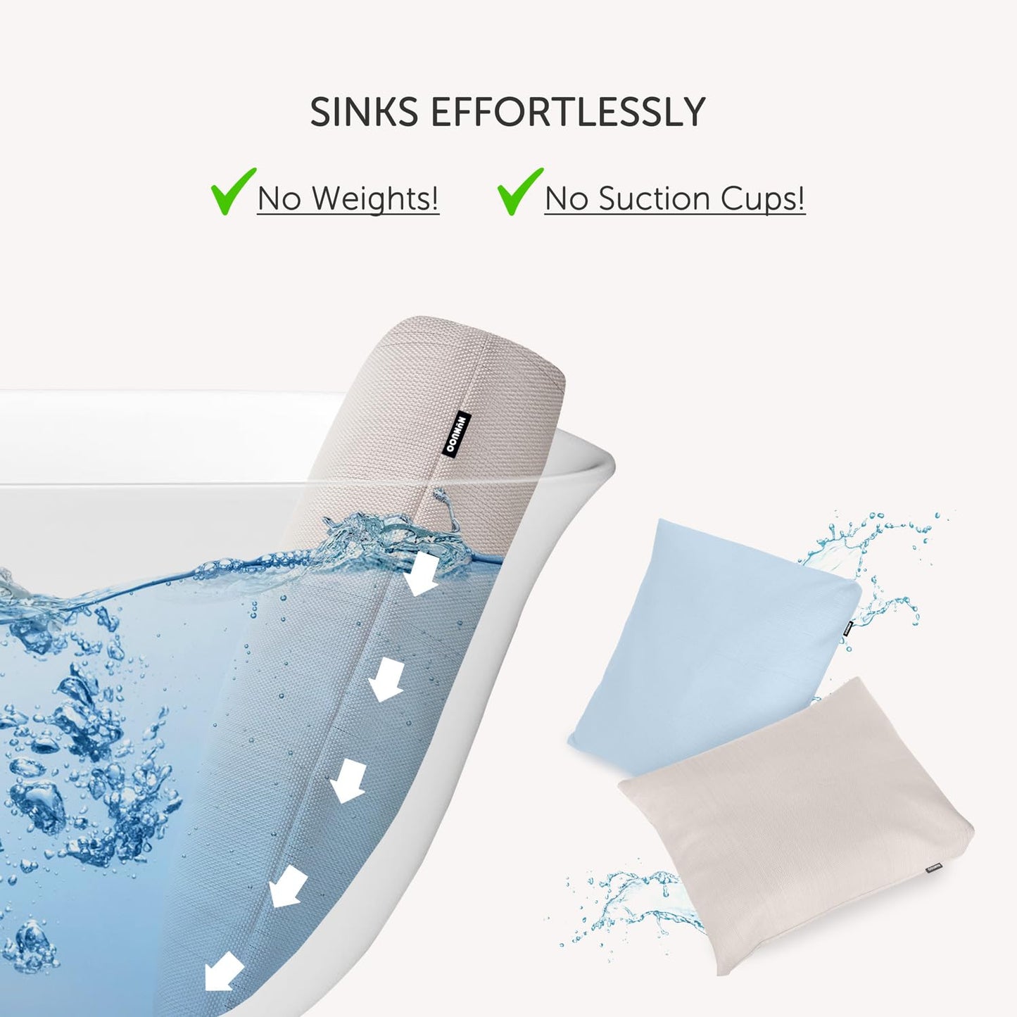Nunuoo Bath Pillows for Tub Neck and Back Support,Bathtub Cushion backrest headrest Neck Pillow,tub Pillow for Bathtub,3D Mesh Core,Breathable,Quick-Drying,Ergonomic Comfort (Pearl