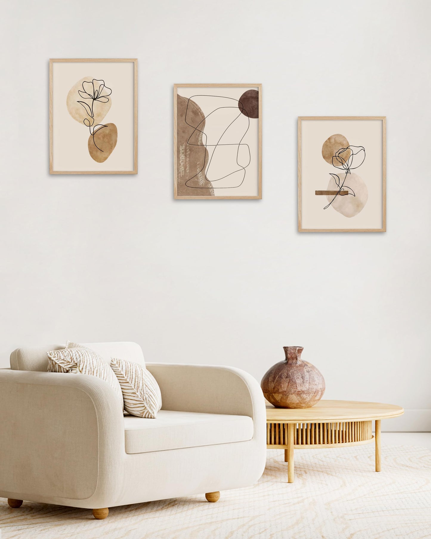 HesenDot Natural OAK Wood Abstract Floral Framed Wall Art,12x16in