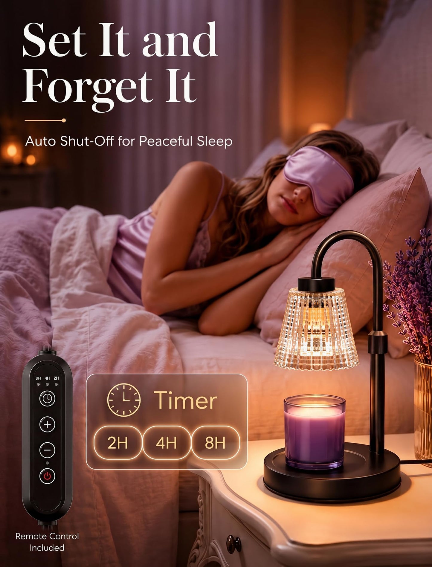 Girece Candle Warmer Lamp with Timer and Dimmer, Adjustable Height Electric Candle Warmer for Jar Candles, 2 Bulbs, Birthday Gifts for Women, Modern Home Decor Housewarming Gifts New Home